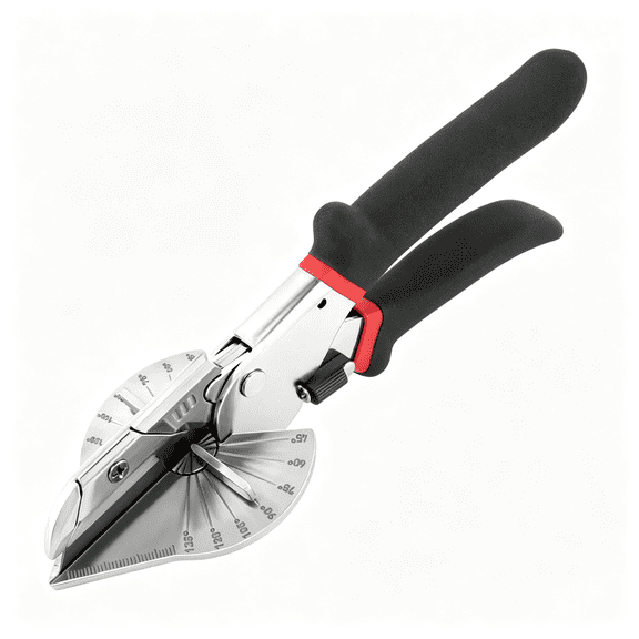 EXLEAF Miter Shears,Multi-Angle Shear Cutter with 10 Replacement Blades,45-135 Adjustable for Trunking,Soft Wood & Plastic,Heavy-Duty Titanium Alloy,Non-Slip Grip,Safety Lock