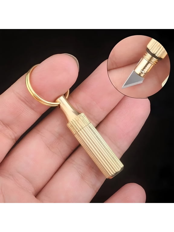 Multi-Function Brass Keychain Package Opener - Portable Capsule Pendant Knife,Key Knife with Secure Lock | Travel Office Daily Tool