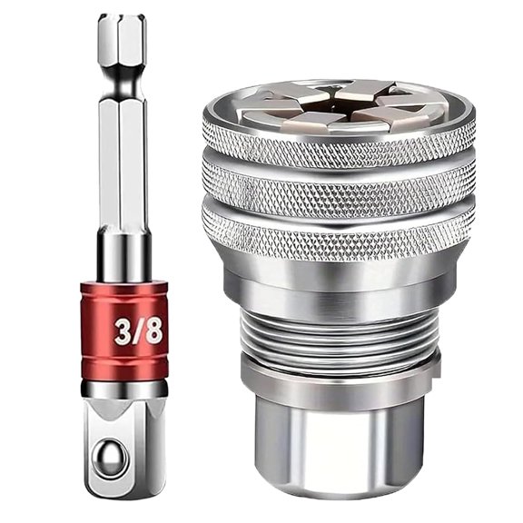 EXLEAF Multi-Function Universal Socket Wrench Tool ,10Mm-19Mm Adjustable Grip Sleeve,3/8" Drive Ratchet Adapter for Power Drill,Maintenance Kit for Auto Repair Diy Home Appliance (1Pc)