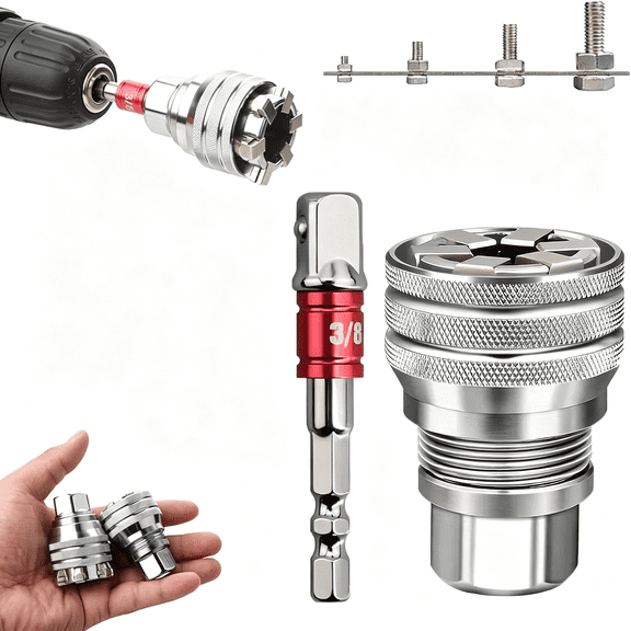 EXLEAF Multi-Function Universal Socket Wrench Tool,10Mm-19Mm Adjustable Universal Grip Socket Adapter,Fits 3/8 Drive Ratchet&Power Drill