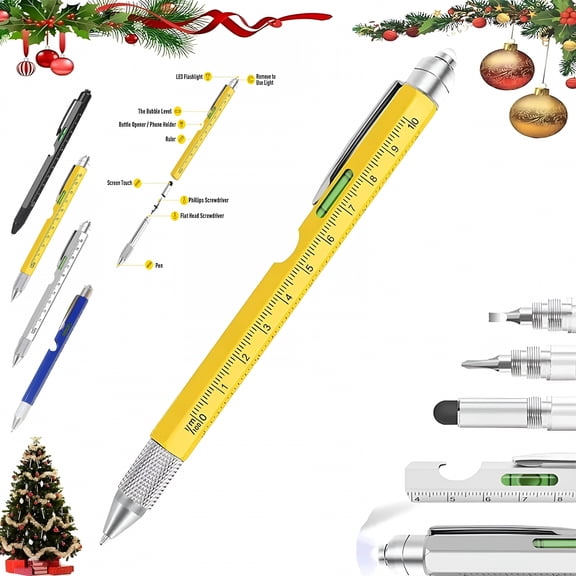 EXLEAF Multitool Pen-Multi-Tool Pens With Led Light,Phillips Screwdrivers,Level,Ruler,Bottle Opener,And Stylus,9-In-1 Multi Tool Tech Pen