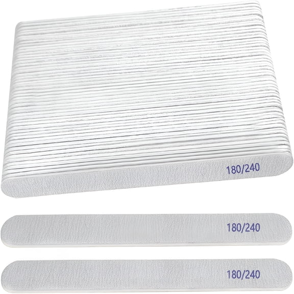 EXLEAF Nail File (50 Packs),Emery Boards for Nails 180/240 Grit Nail Files for Natural Nails Wood Double Sided Emery Fingernail Files Professional Reusable Manicure Pedicure