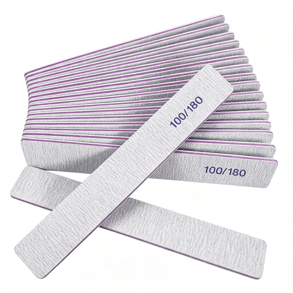 EXLEAF Nail Files 12 Pack 100/180 Grit Emery Boards Nail File Natural Nails Acrylic Nails Double Sided Emory Boards Limas Para Unas Acrilicas Professional Fingernail Filer Reusable Manicure Gray