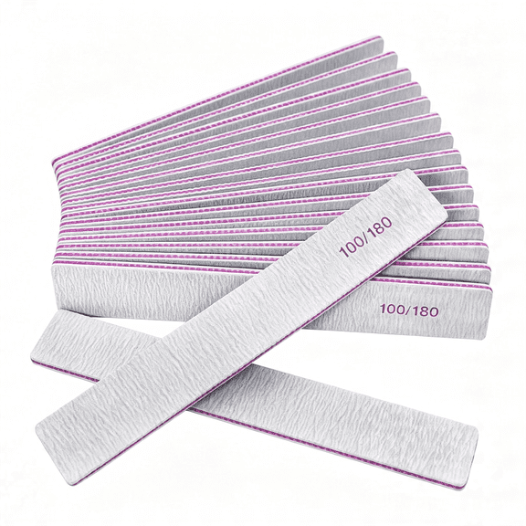 EXLEAF Nail Files 12 Packs Professional 100/180 Grit Double Sided Emery Boards Natural Nails Fingernail Toenail File Kit Heavy Duty Emory Nail Filer Set Limas Para UAs AcrLicas Profesional