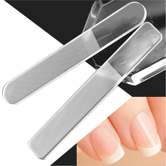 EXLEAF Nano Glass Nail Shiner Kit, Multi-Purpose Nail Buffer for Shaping Buffing and Polishing Natural Nails, Fine Crystal Nail Files Set, Professional Manicure Tools for Home and Salon Use, 2 Pack