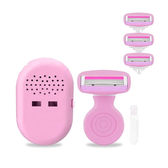 EXLEAF New Women'S Anti-Scratch Razor, Safety Razor, Designed for a Close, Smooth Shave and Shave Standard 1 Blade (Pink + 3 Tips) No Cut Razor for Girls