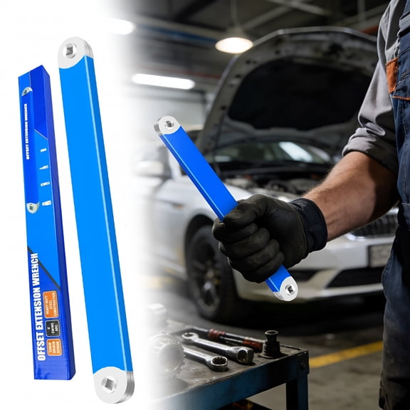 EXLEAF Offset Extension Wrench,Drive Adapters,15 Inch Impact-Ready Ratchet Tool for Tight Spaces Automotive Repair,Zero-Degree Socket Wrench Extender for Diy,Mechanic Home Garage Use