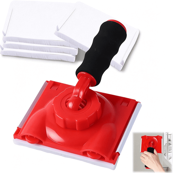 EXLEAF Paint Edge Trimmer Plus 4 Replace Pads,Paint Pad Applicator,Corner Walls and Ceilings Pad Painter,Edge Painting Tool with Painter'S Pad Refills for Baseboards,Windows,Doors