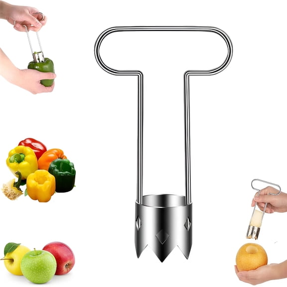 EXLEAF Pepper Corer Seed Remover Tool,Stainless Steel Fruit Corer,Reusable Washable Fruit Cutter Pepper Seed Remover,for Vegetables Fruit Kitchen Gadget