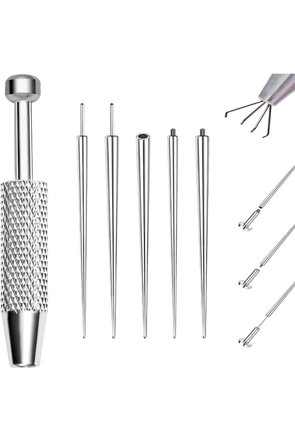 Piercing Ball Grabber,16G 18G Flat Back Earrings Piercing Guide Needle Tool,Surgical Steel Internally Threaded Push Pin External Thread Body Piercing Kit for Ear Nose Lip