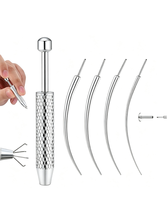 Piercing Ball Grabber Tool, 14-20G Taper for Changing Jewelry | Surgical Steel Flat Back Earrings Threader Tool Insertion Pin, Body Piercing Kit for Ear Rook Conch Nose Lip Jewelry Removal
