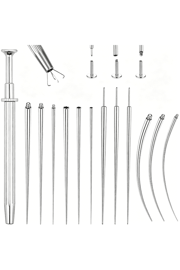 Piercing Taper Ball Grabber Tool for Changing Jewelry,14G 16G 18G 20G Flat Back Earrings Piercing Threader Assistant Applicator Tool Threadless Insertion Pin for Ear Nose Lip Tongue