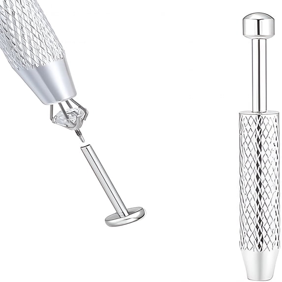 EXLEAF Piercing Taper Ball Grabber Tool for Changing Jewelry - 14G 16G 18G 20G Piercing Taper Flat Back Earring Applicator Tool Threadless Insertion Pin Body Jewelry Stretching Kit for Ear/Nose