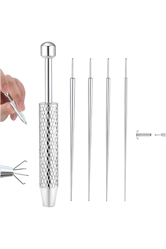Piercing Taper Ball Grabber Tool for Changing Jewelry - 14G 16G 18G 20G Stainless Steel Flat Back Earrings Applicator Tool Threadless Insertion Pin Thread Body Piercing Kit for Ear Nose Lip