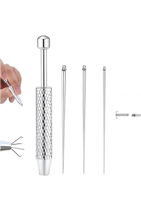 Piercing Taper Ball Grabber Tool for Changing Jewelry - 14G 16G 18G 20G Stainless Steel Flat Back Earrings Applicator Tool Threadless Insertion Pin Thread Body Piercing Kit for Ear Nose Lip