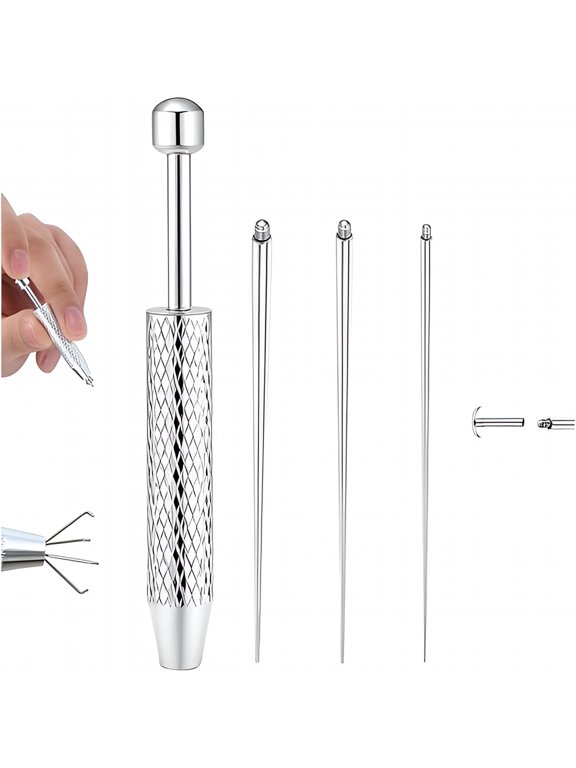 Piercing Taper Ball Grabber Tool for Changing Jewelry - 14G 16G 18G 20G Stainless Steel Flat Back Earrings Applicator Tool Threadless Insertion Pin Thread Body Piercing Kit for Ear Nose Lip