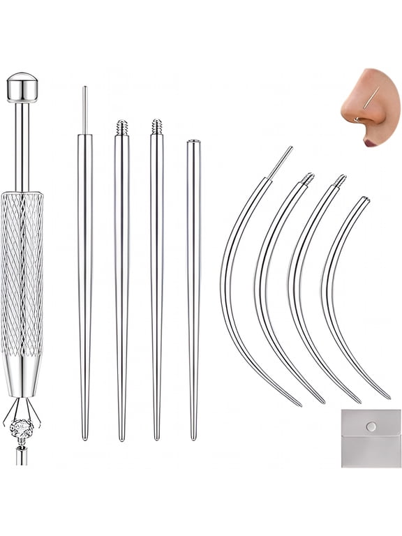 Piercing Taper Insertion Tool Piercing Ball Grabber Tool Kit 14G 16G 18G 20G Body Piercing Changing Tool Internal/External Threaded/Push in Piercing Threader Tool for Ear/Nose/Navel/Lip