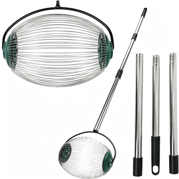 EXLEAF Pine Cone Picker Upper,Adjustable Rolling Nut Gatherer with Steel Cage Collects Acorns,Walnuts,Pecans,Berries,And Golf Balls from Lawns with Smooth Pickup,Quick Release,And Easy Storage.