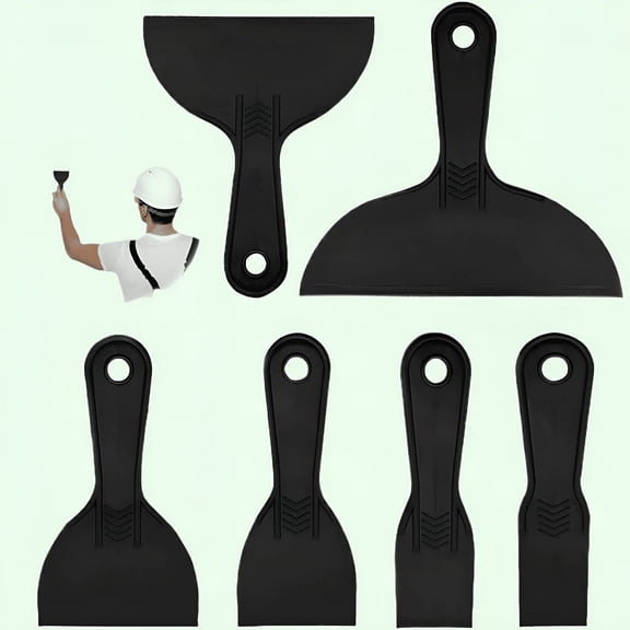 EXLEAF Plastic Putty Knife Set,5-Piece Scraper Tool for Wall Filler,Wallpaper And Paint Scraping