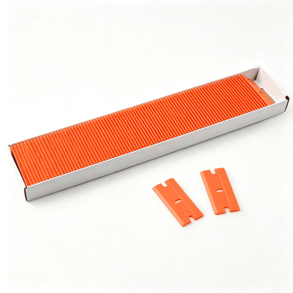 EXLEAF Plastic Razor Blades 100Pcs Double Edged 1.5 Inch Suit for Scraper,Plastic Scraper with Plastic Blades for Remove Decals Stickers Adhesive Label and Glass Clean