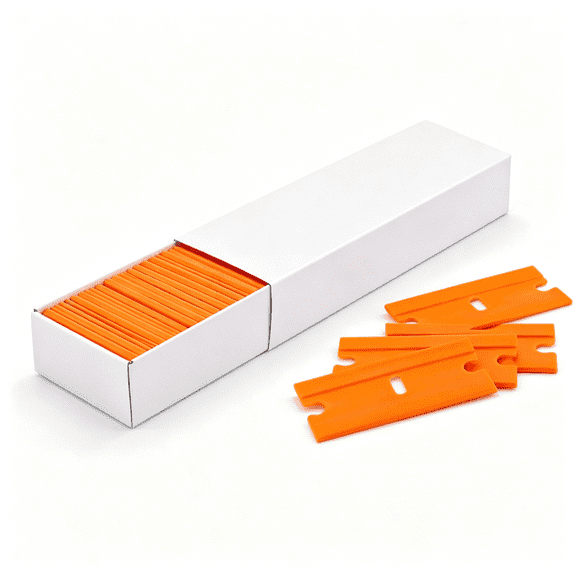 EXLEAF Plastic Razor Blades 200 Pack Double Edged Scraper Blades,Safety Razor Blades Easy Replacement,Perfect for Scraping,Removing Decals,Stickers,Labels,and Cleaning Glass
