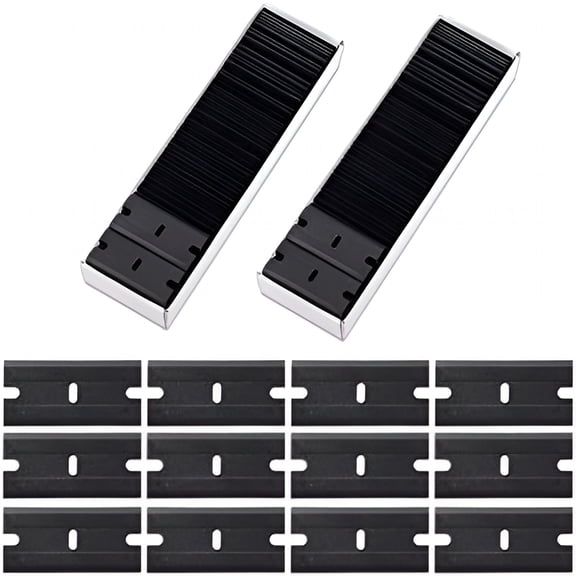 EXLEAF Plastic Razor Blades 200PCS Double Edged 1.5 Inch Suit for Razor Blade Scraper, Plastic Scraper for Remove Decals Stickers Adhesive Label and Glass Clean, Black