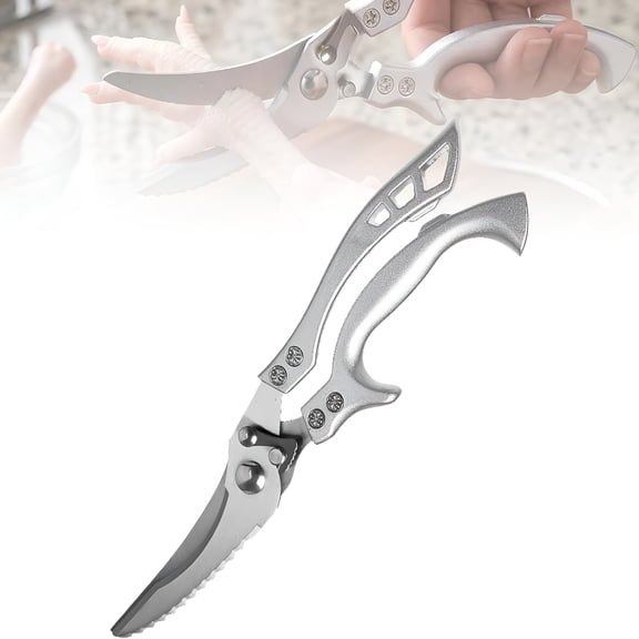 EXLEAF Poultry Shears Heavy Duty Kitchen Scissors for Food,Spring Loaded Meat Shears with Safety Lock Stainless Steel Chicken Scissors for Cooking,Bone Cutting,Packaging Opening Tool