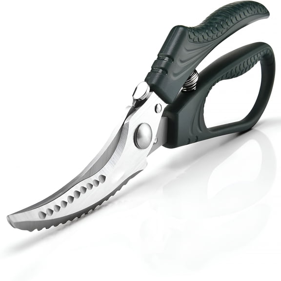 EXLEAF Poultry Shears,Heavy Duty Kitchen Shears with Anti-Slip Handle&Safety Lock,For Meat,Chicken,Bone,Turkey,Fish,Spring-Loaded,Dishwasher Safe