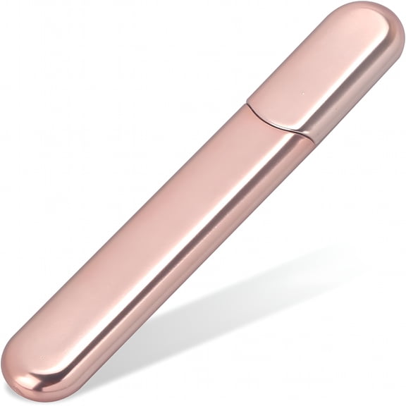 EXLEAF Premium Glass Nail File with Case, Crystal Diamond Salon Best Beauty Nail Buffer for Natural and Acrylic Nails Gift for Woman and Man, Apricot