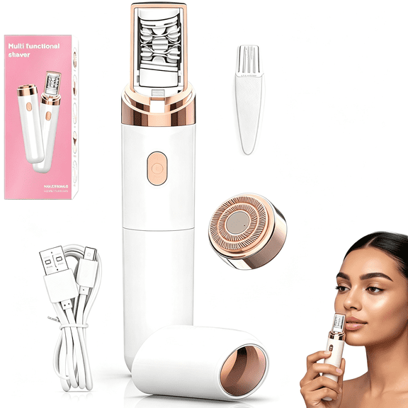 EXLEAF Pro 3.0 Women Face Epilator - 2-In-1 Gentle Root Removal for Coarse & Fine Hair,S Rechargeable Shaver Electric Depiladora for Face\/Legs\/Bikini Smooth Skin (White)