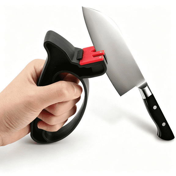 EXLEAF Professional Kitchen Knife Sharpener with Non-Slip Base-Blade Sharpener-Quick Edge Restoration Tool with Safe Ergonomic Handle for Chef Knives Scissors Culinary Prep-Black