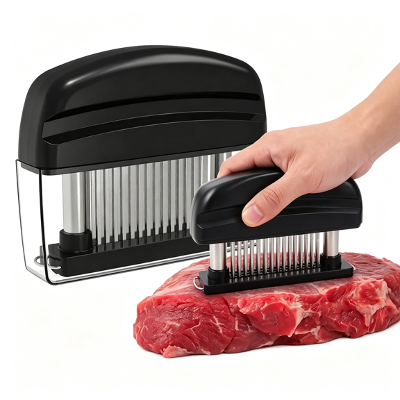 EXLEAF Professional Spring-Loaded Meat Tenderizer (1, Black)