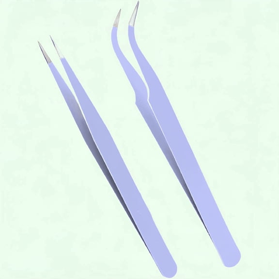 EXLEAF Purple Precision Needle Nose Tweezers for Splinter Ticks Facial
