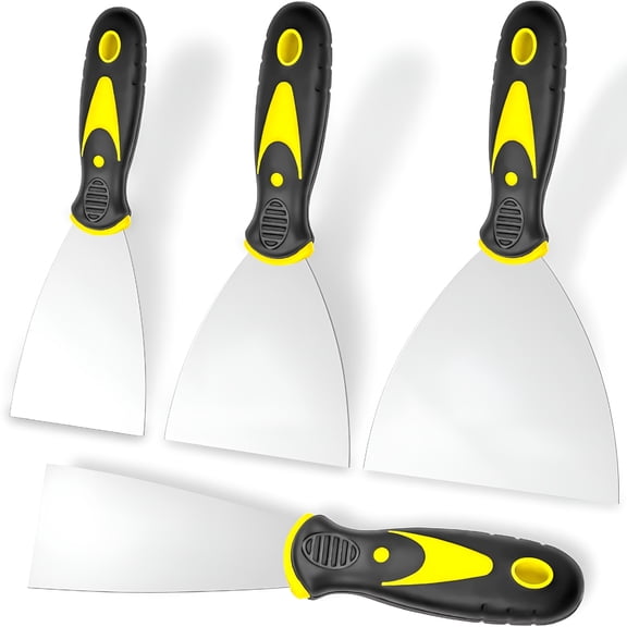 EXLEAF Putty Knife,4Pcs Spackle Knife Set(2,3,4,5 In),Stainless Steel Paint Scraper,Taping Knife Tool for Repairing Drywall,Removing Wallpaper,Applying Putty,Plaster,Cement,Adhesive