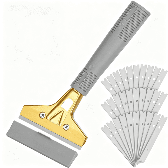 EXLEAF Razor Blade Scraper Tool,4 Inch,Floor Razor Scraper Tool with 30 Extra Carbon Steel Blades,Razor Scraper