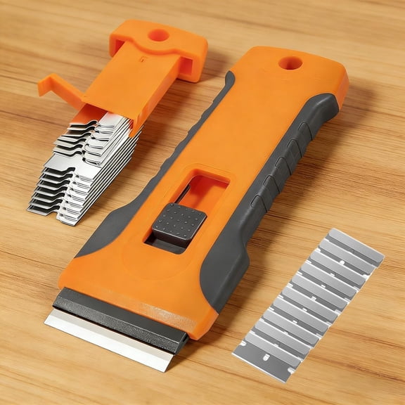 EXLEAF Razor Blade Scraper Tool with 10Pcs Extra Blades,Glass Cleaning Scraper for Glass Top,Oven Door,Cooktop Scraper,Glass Scraper Sticker Cleaning