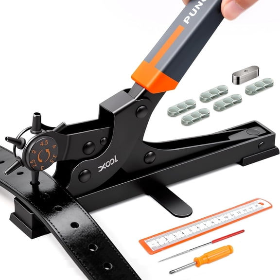 EXLEAF Revolving Punch Plier Kit,Leather Hole Punch Set for Belts,Watch Bands,Straps,Dog Collars,Saddles,Shoes,Fabric,DIY Home or Craft Projects,Heavy Duty Rotary Puncher,Multi Hole Sizes