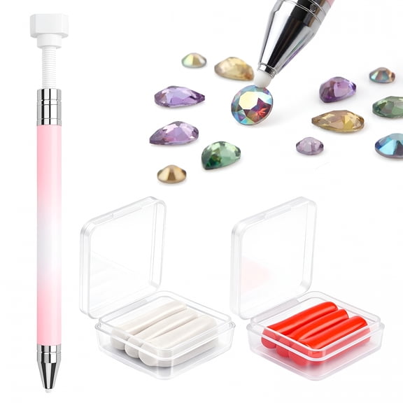 EXLEAF Rhinestone Picker Tool - Refillable Wax Pen with 6 Wax Refills, & Nail Art Tool,Rhinestones Applicator for Diamonds Painting,Nail Art Gems