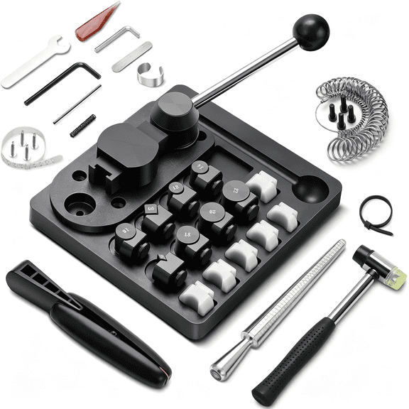 EXLEAF Ring Bender Tool for Spoon Rings Heavy Duty,Ring Making Kit,Spoon Ring Bender Kit with Nylon Dies 2 Ring Blanks Ring Bending Tool Machine Sizer Measuring Tool Jewelry Making Kit