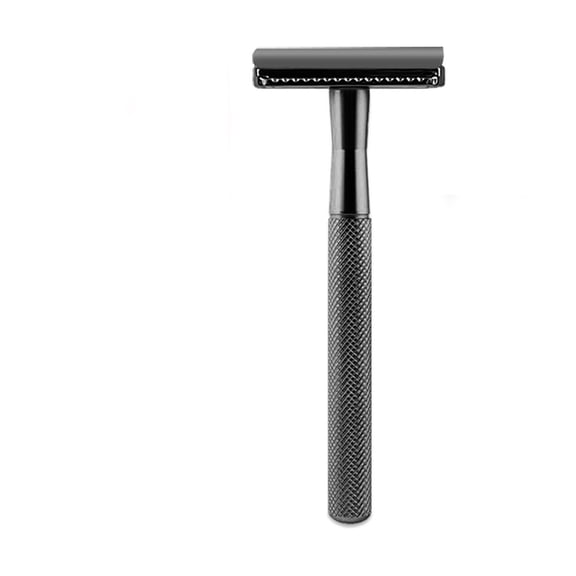 EXLEAF Safety Razor for Men with 5 Double Edge Safety Razor Blades,One Blade Safety Razor,Metal Razor Zero Waste – Black