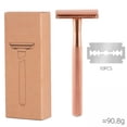 thumbnail image 1 of EXLEAF Safety Razor for Women with 5 Double Edge Blades,Double Edge Razor,Single Blade Razors for Women and Men,Reusable&Plastic Free-Rose Gold, 1 of 7