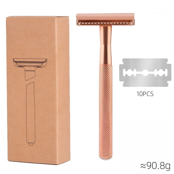 EXLEAF Safety Razor for Women with 5 Double Edge Blades,Double Edge Razor,Single Blade Razors for Women and Men,Reusable&Plastic Free-Rose Gold