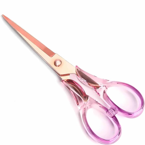 EXLEAF Scissors 6.3",Acrylic Handle with Stainless Steel Blade|Small Scissors for Scrapbook,Cute Scissors for Office Desk,Teachers Must Haves,Semi-Purple
