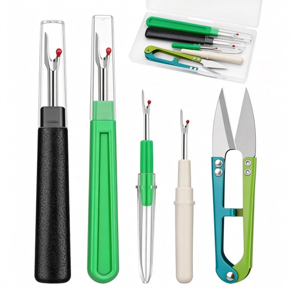 EXLEAF Seam Rippers for Sewing, 2 Big and 2 Small Stitch Remover Tools, Thread Ripper with Thread Snips for Sewing and Diy Craft, Multi-Functional Seam Ripper