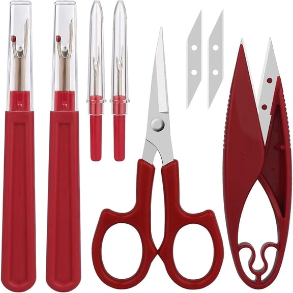 EXLEAF Sewing Seam Ripper Tool,Stitch Remover and Thread Cutter with 2Big+2Small Seam Rippers,1 Pack Thread Snips,1Pack 5Scissor
