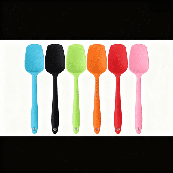 EXLEAF Silicone Spatulas, 8.2 inch Small Rubber Spoon Spatula Heat Resistant Seamless One Piece Design Non-Stick Spoonula Flexible Scrapers Baking Mixing Tool (6 Pcs)