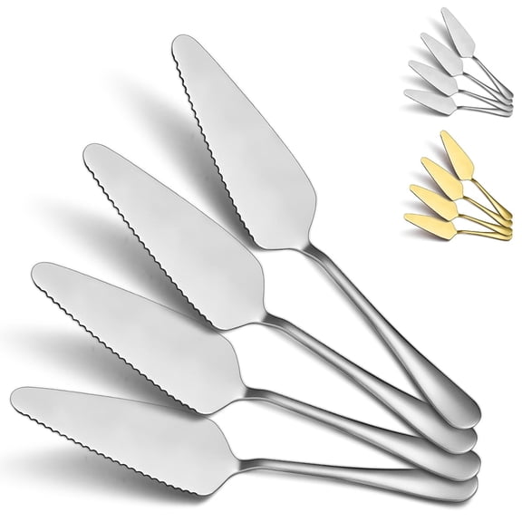 EXLEAF Silver Cake Pie Pastry Server Set of 4, Wedding Cake Knife and Server Set, Cake Cutter Cake Cutting Set