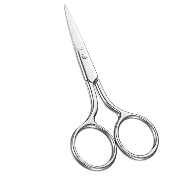 EXLEAF Silver Eyebrow Scissors 3.54 Inch Stainless Steel Grooming Shears with Safety Tip Small Beauty Trimmer for Eyebrows Mustache Nose Hair Eyelash & Facial Hair