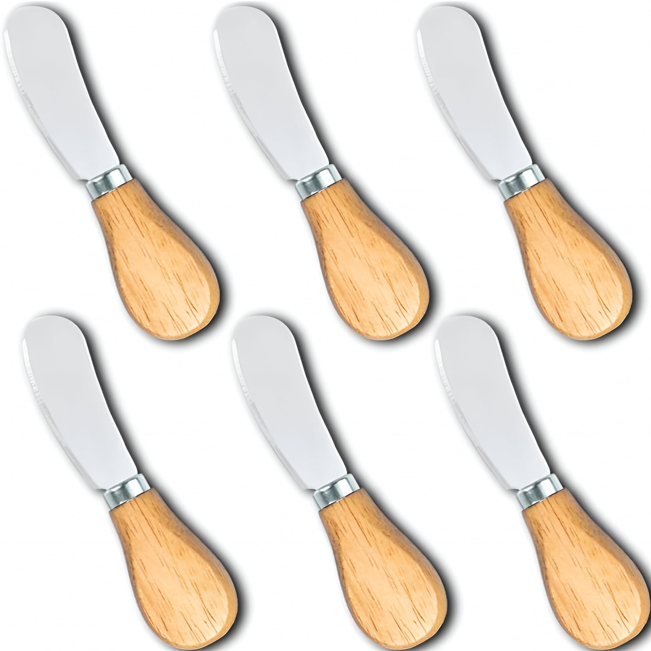 EXLEAF Small Cream Cheese Spreader Knives Set,Wooden 5In,Stainless ...