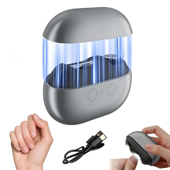 EXLEAF Smart Electric Nail Trimmer: Three-In-One Trimming and Polishing, LED Lighting, and Automatic Storage; Safe and Easy Use for the Elderly and Children. (Black)